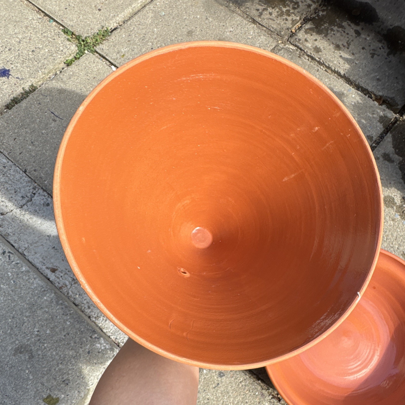 Terracotta Ceramic Tagine w/ Conical Lid Hand-Painted Blue White Multicolor