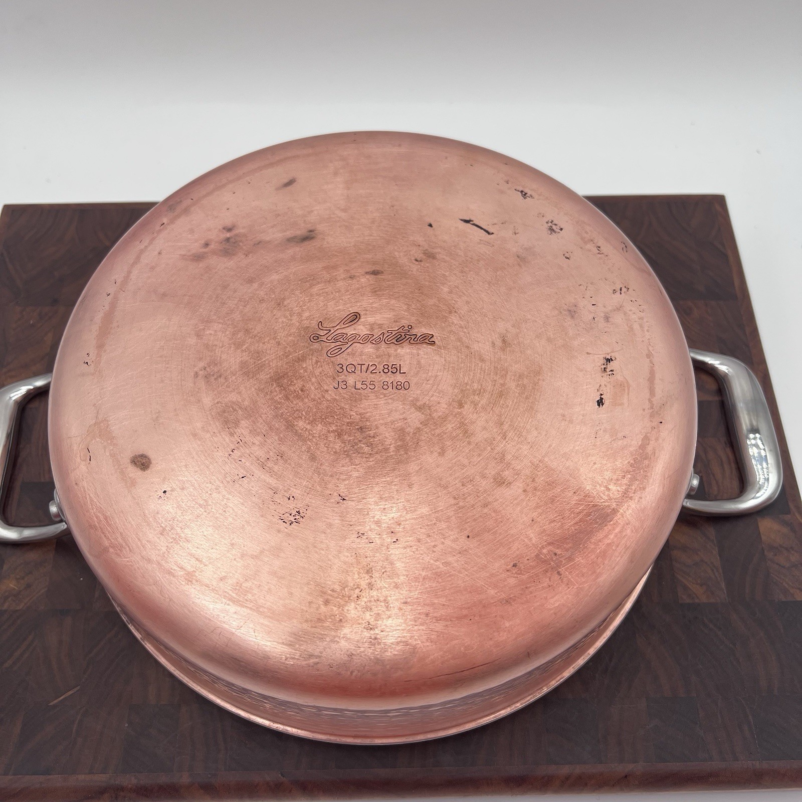 Lagostina 3 Quart Hammered Copper Saucepan Stainless Casserole Cookware