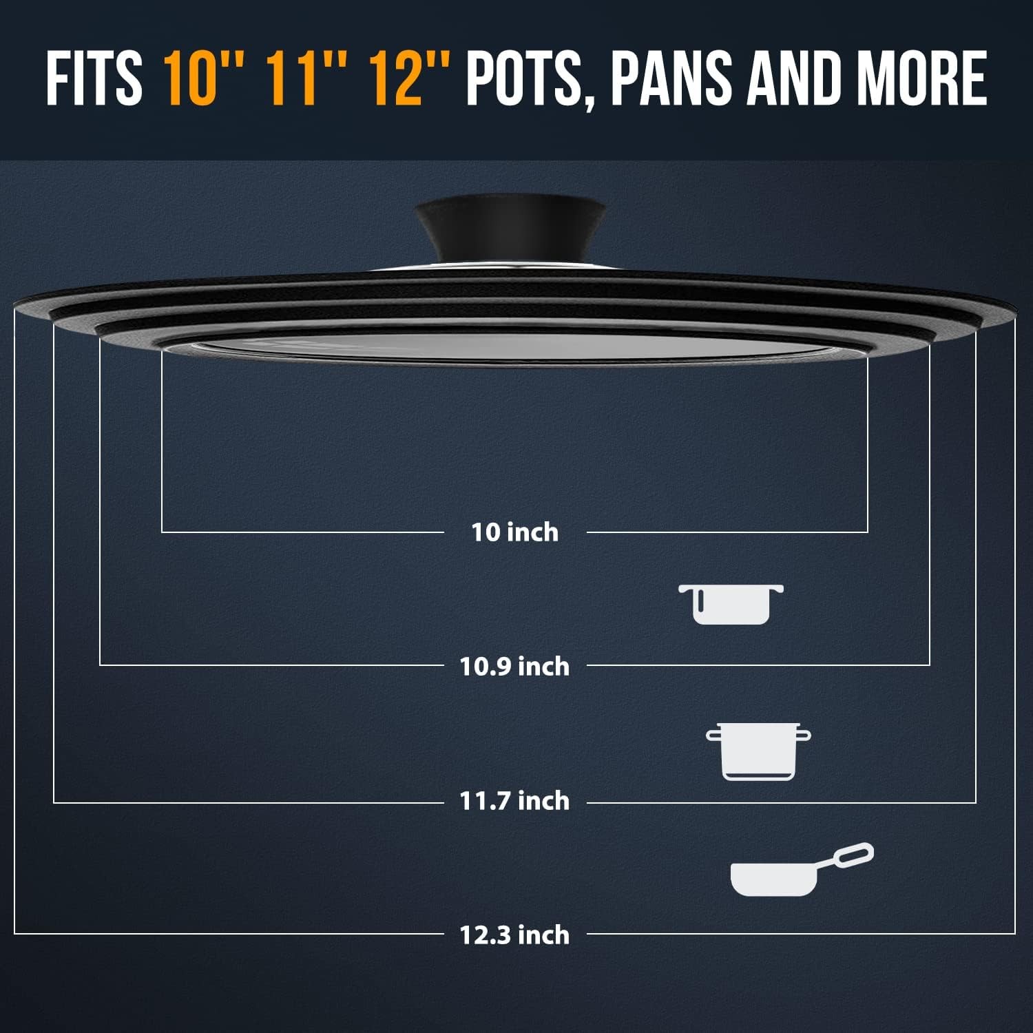 Universal Lid for Pots, Pans and Skillets – Tempered Glass with Heat Resistant