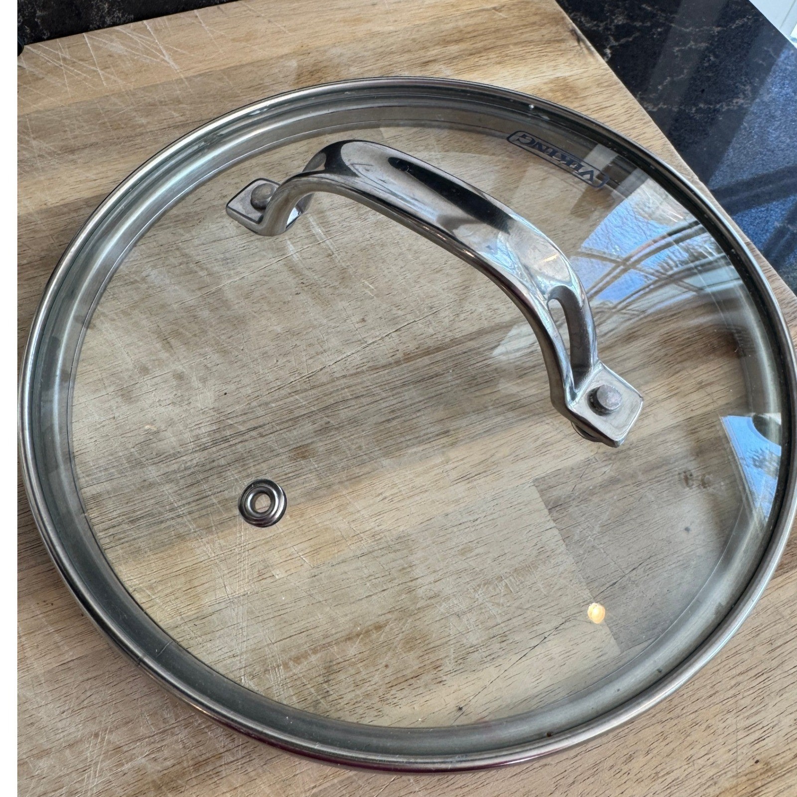 Viking 7.5 Inch Vented Tempered Glass Replacement Lid Stainless Steel Handle