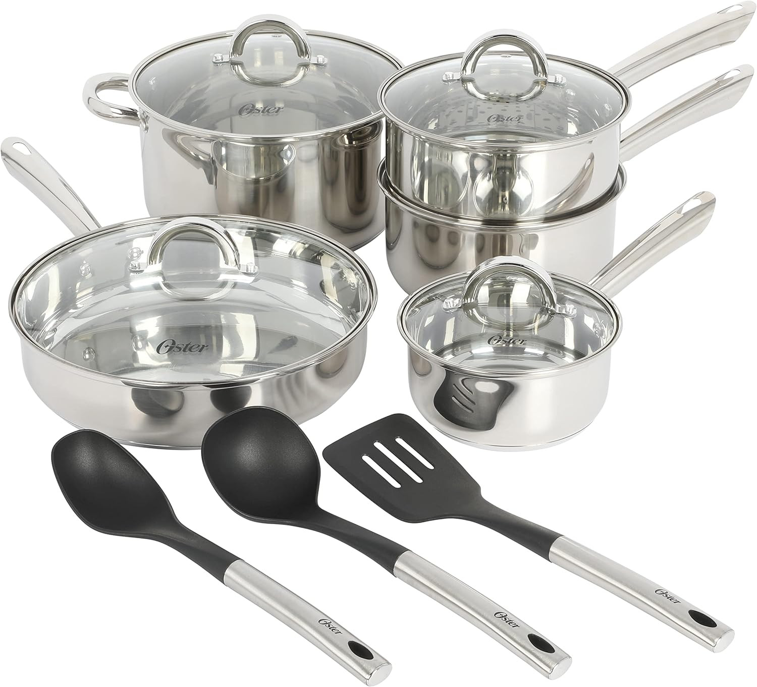 Sangerfield 12-Piece Non-Stick Stainless Steel Cookware Set