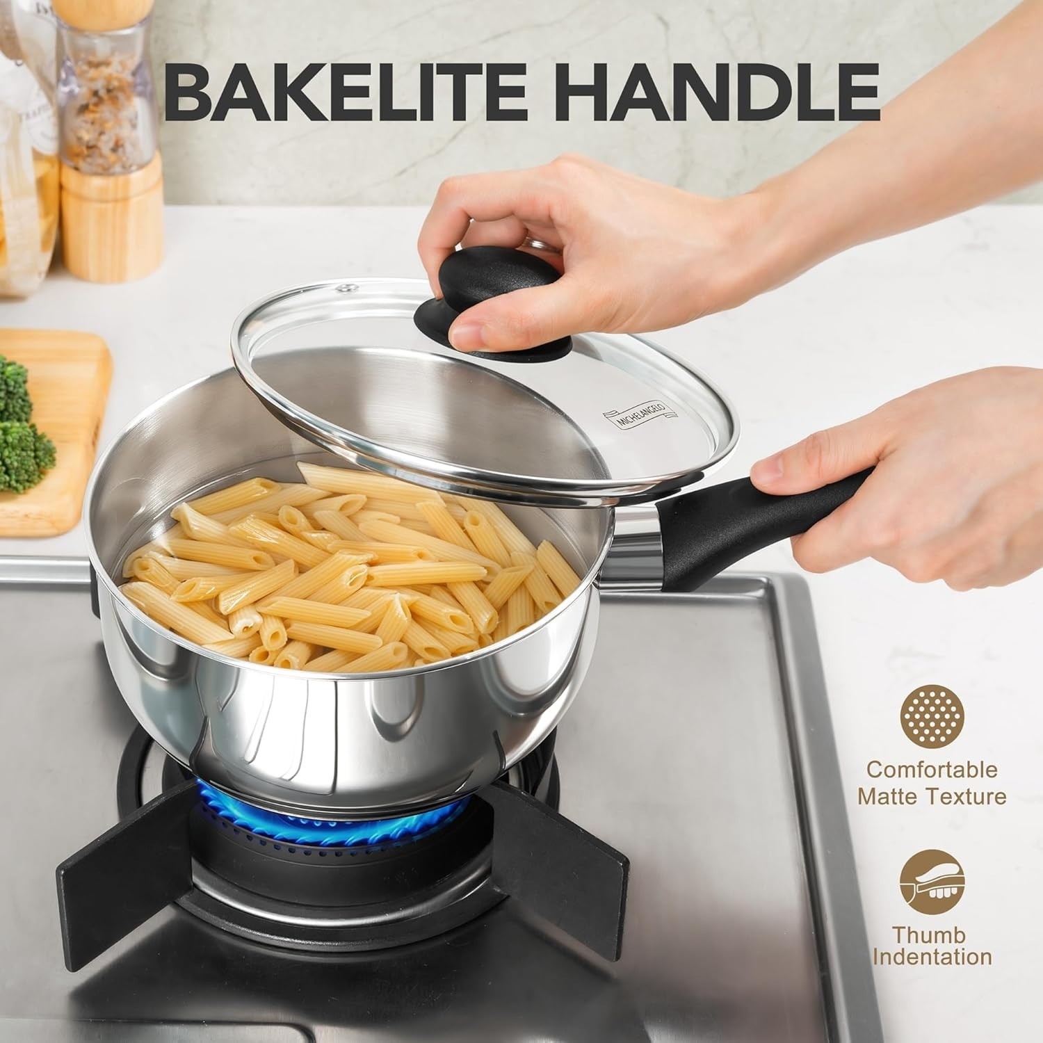 Stainless Steel Saucepan Set, 1 QT & 2 QT & 3 QT Saucepans with Glass Lids…