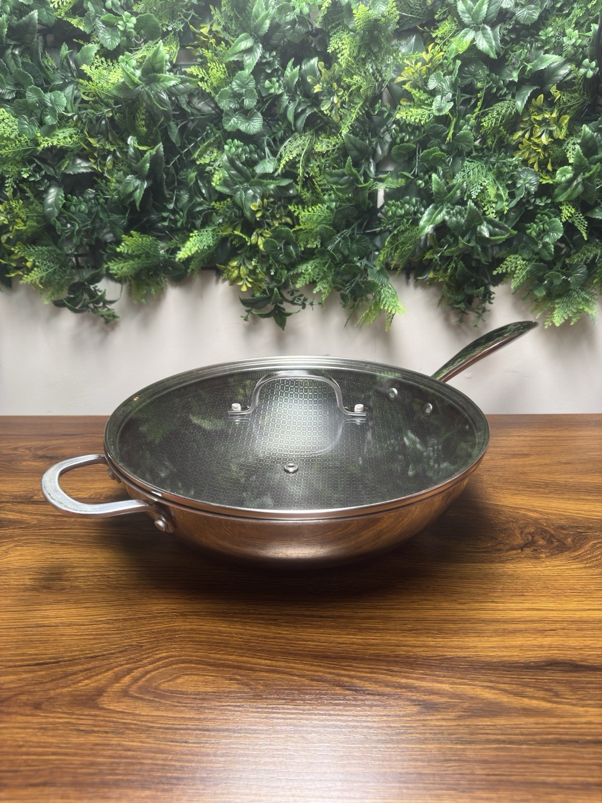 Lexi Home Tri-Ply Stainless Steel Diamond Non-Stick 5 QT Wok With Glass Lid