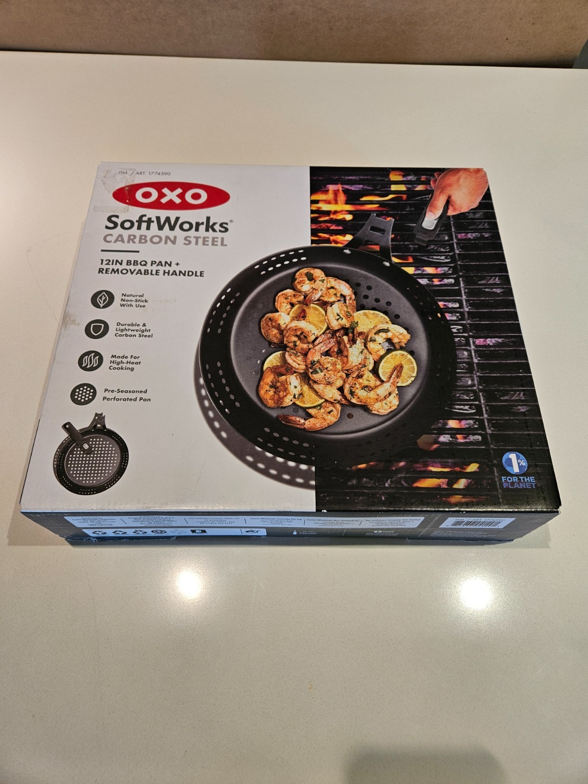 OXO 12 in Carbon Steel BBQ Pan + Removable Handle | Non-Stick Pre-Seasoned
