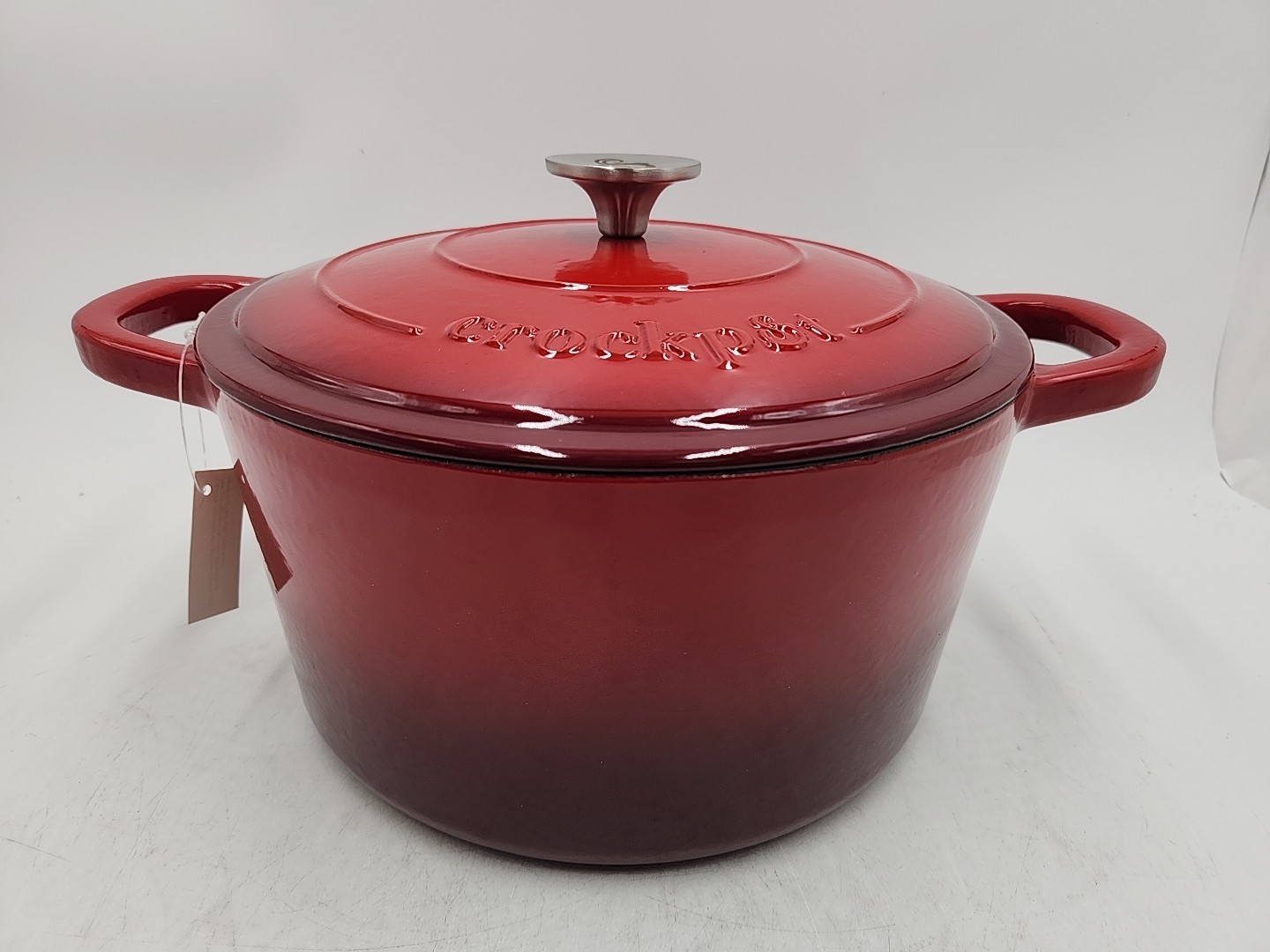 Crock Pot Artisan 7 Quart Round Cast Iron Dutch Oven in Scarlet Red -DAMAGED BOX