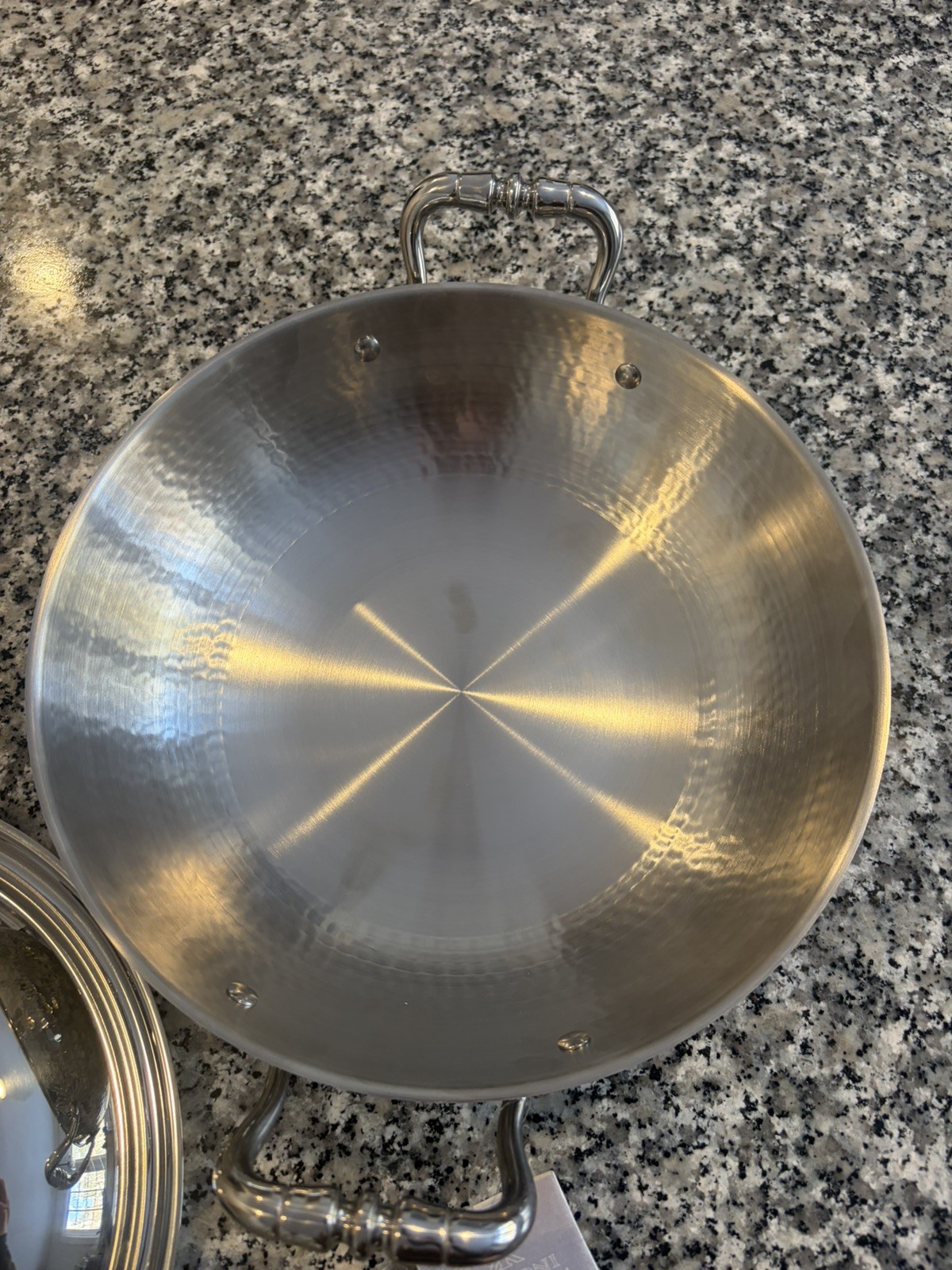 Ruffoni Opus Prima Hammered Stainless-Steel Wok 12” w/ Tomato Knob, 4 3/4-Qt
