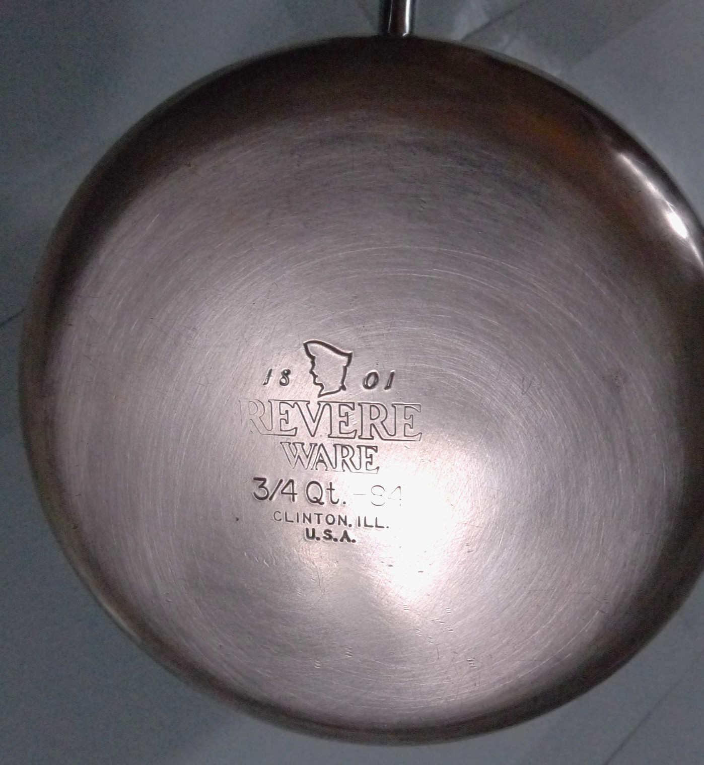 Revere Ware 3/4Qt Clinton 84 Copper Bottom Pot – Used – NO LID J8