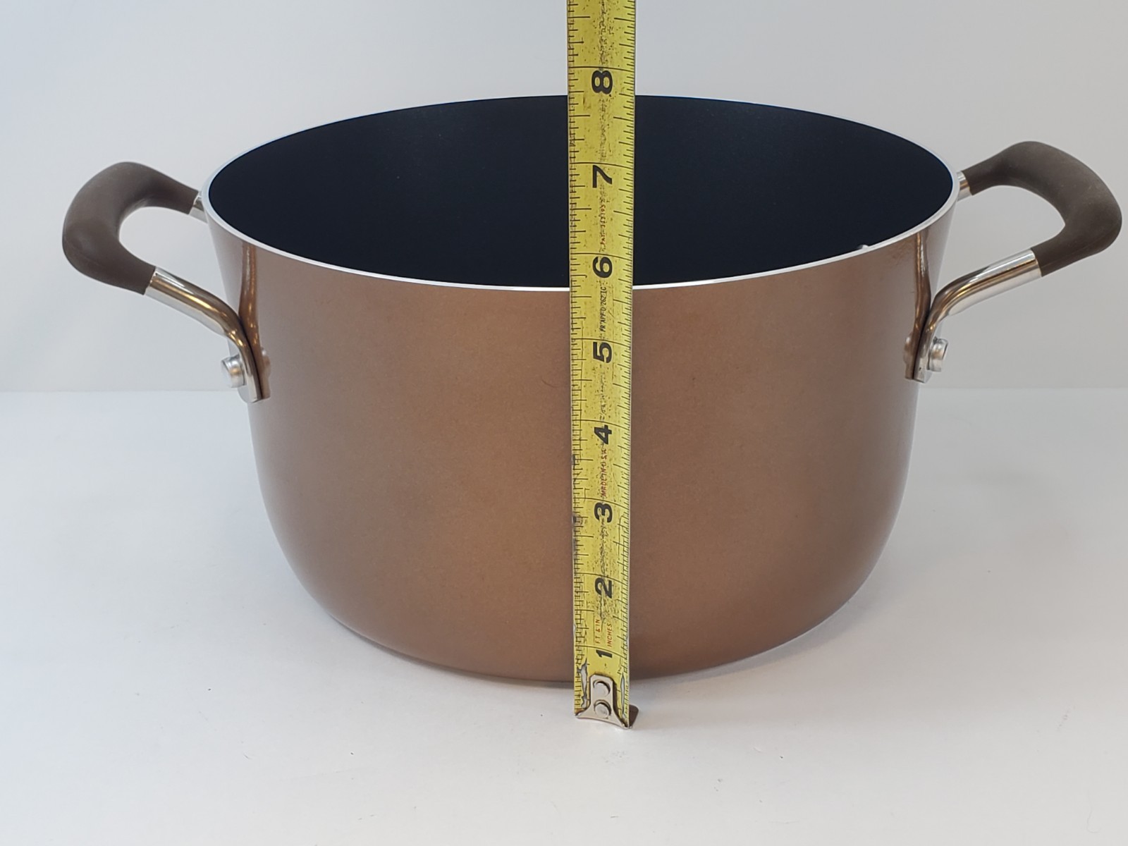 FARBERWARE 6 Qt Stock Pot Brown Non Stick Aluminum With Handles