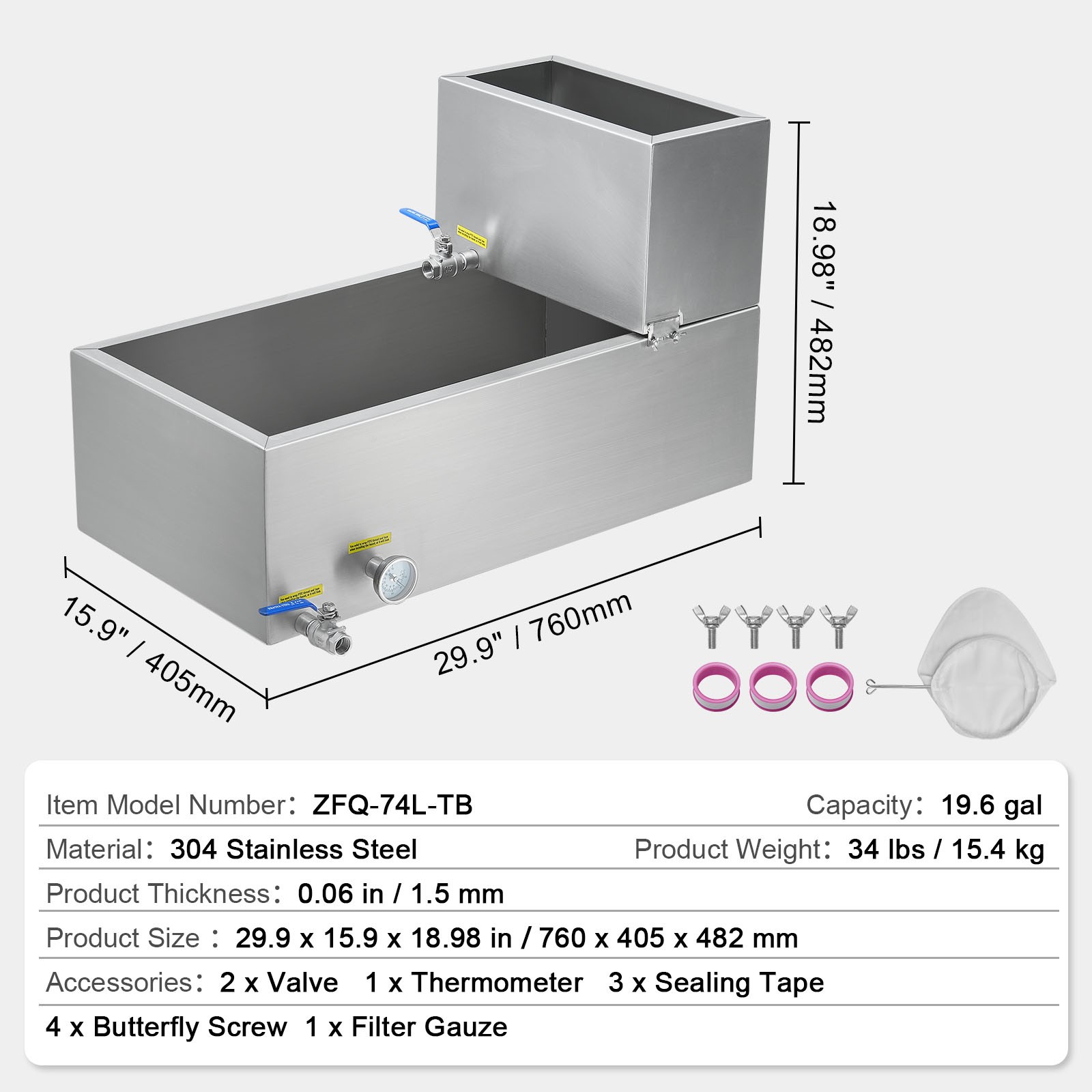 Uimoso Stainless Steel Maple Syrup Evaporator Pan with Valves and Thermometer