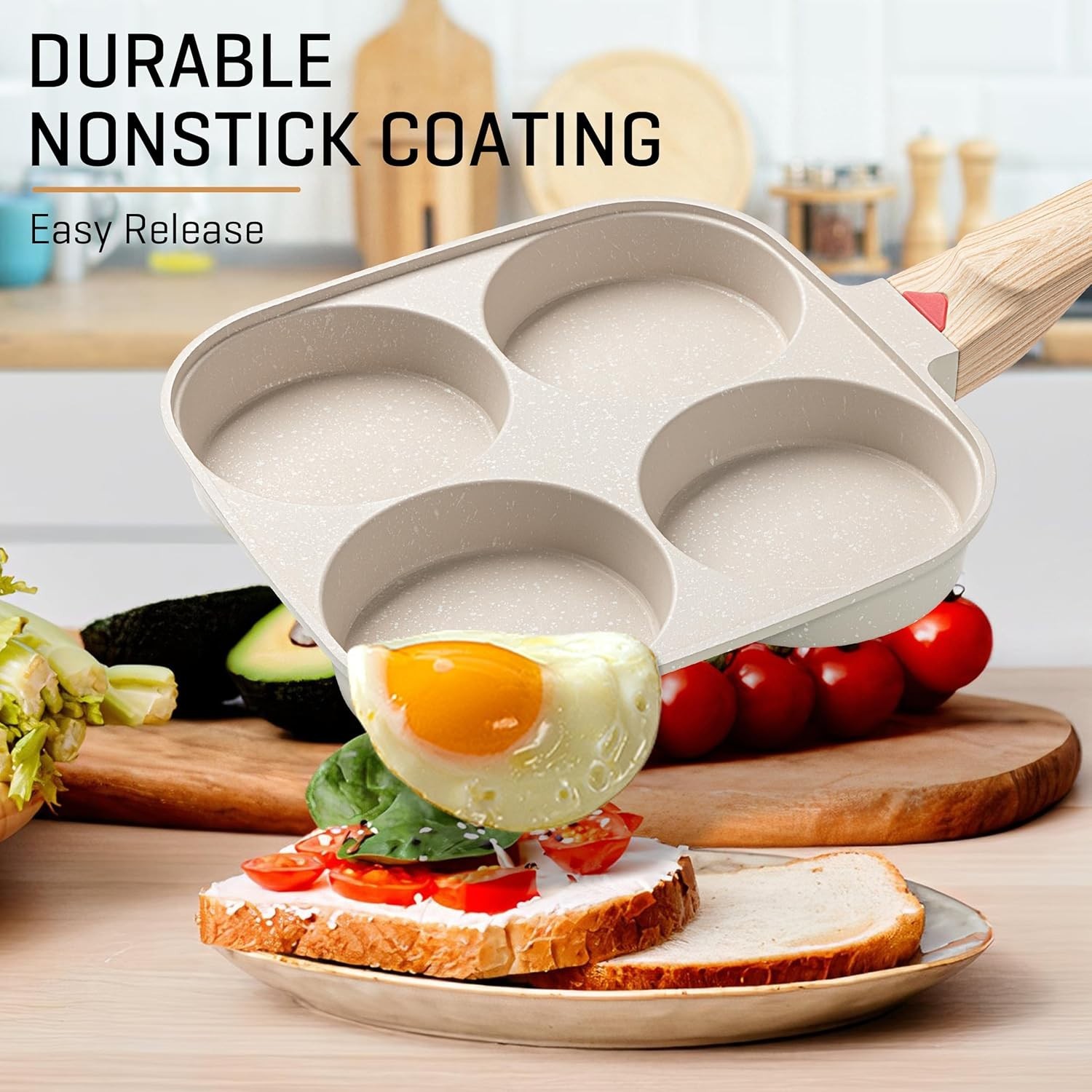 MyLifeUNIT Egg Frying Pan, 4-Cup Egg Pan Nonstick