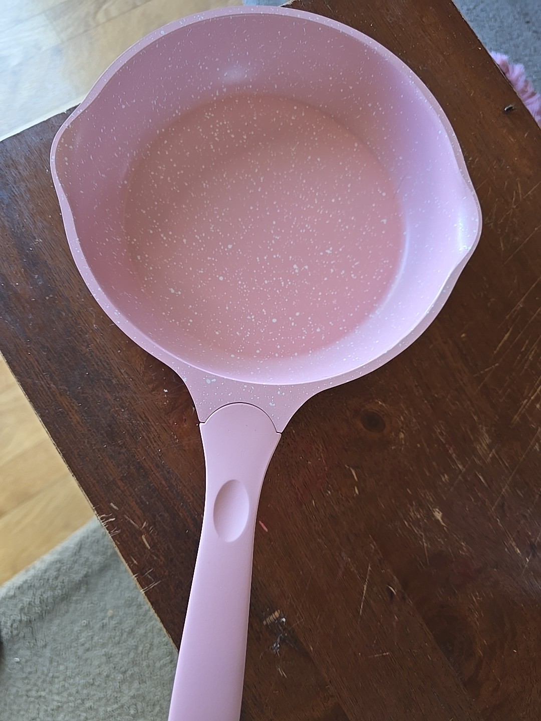 JEETEE 8 Inch Nonstick Frying Pan, Stone Marble Pink With Lid