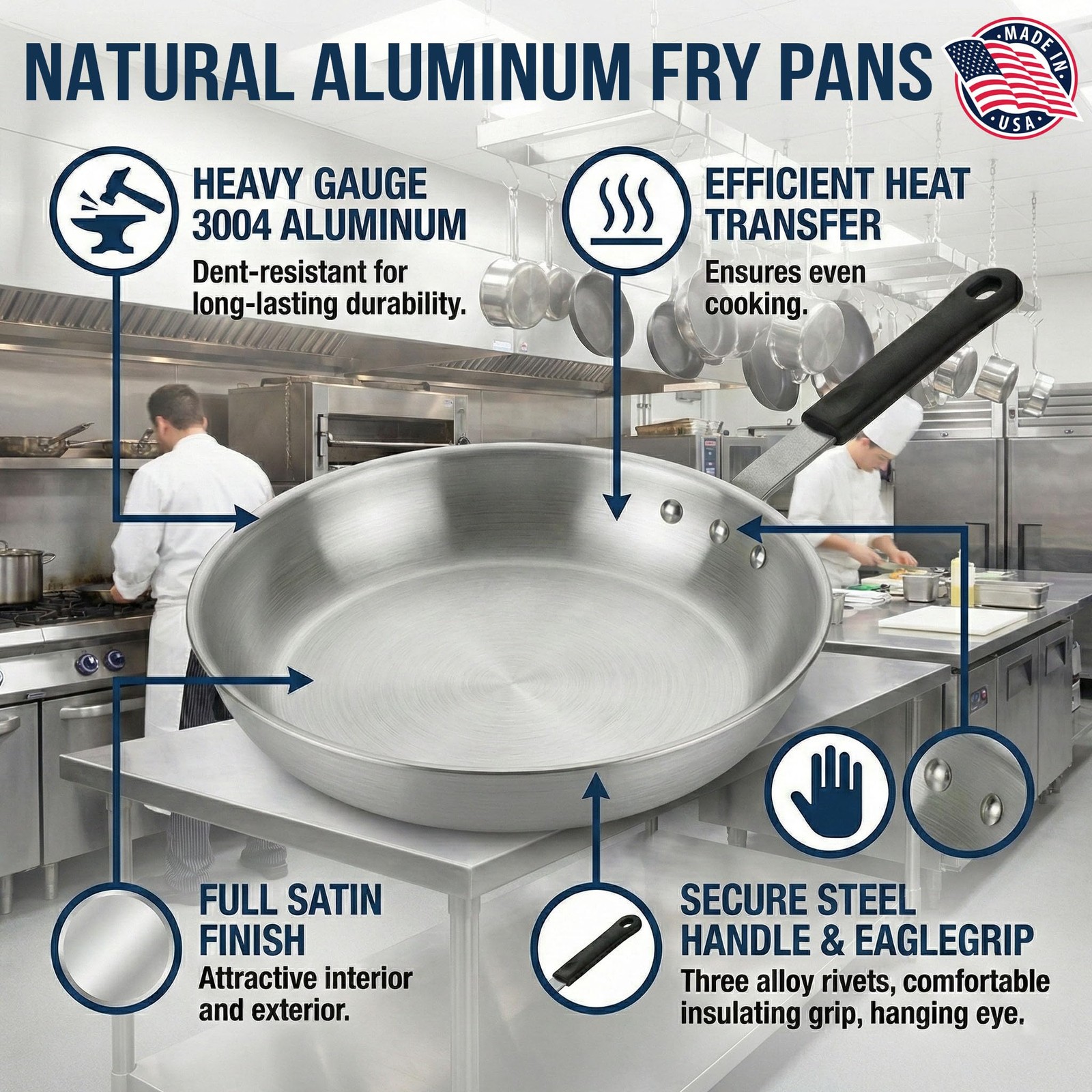 Alegacy Eagleware Professional Natural Aluminum Fry Pan, 8-Inch