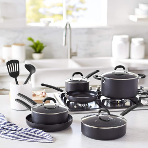 Non-Stick Cookware Set, Pots and Pans with Lids, Hard Anodized Aluminum,