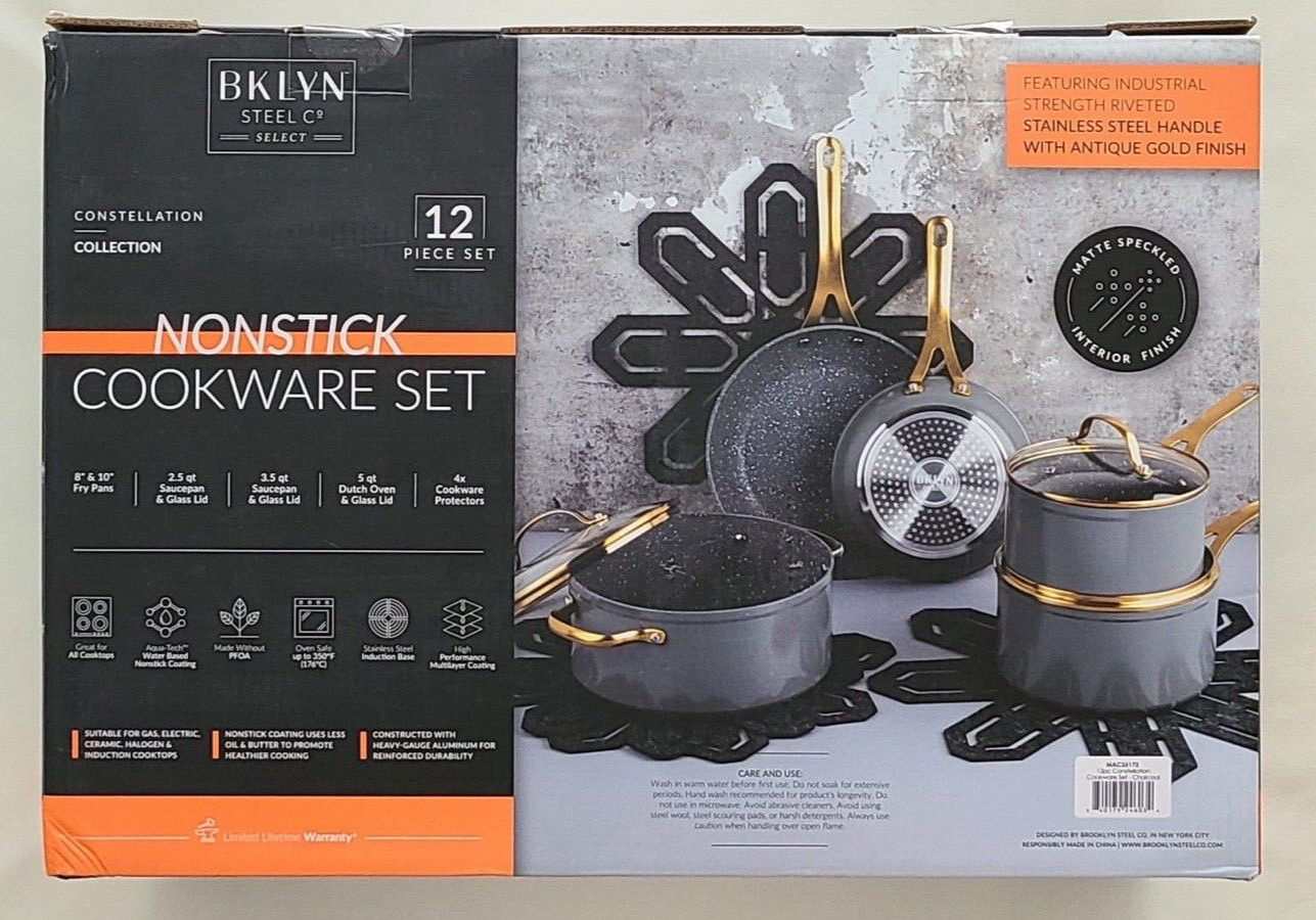 Bklyn Steel Co Constellation Nonstick Cookware 12 Pc Set Aluminum Pots & Pans