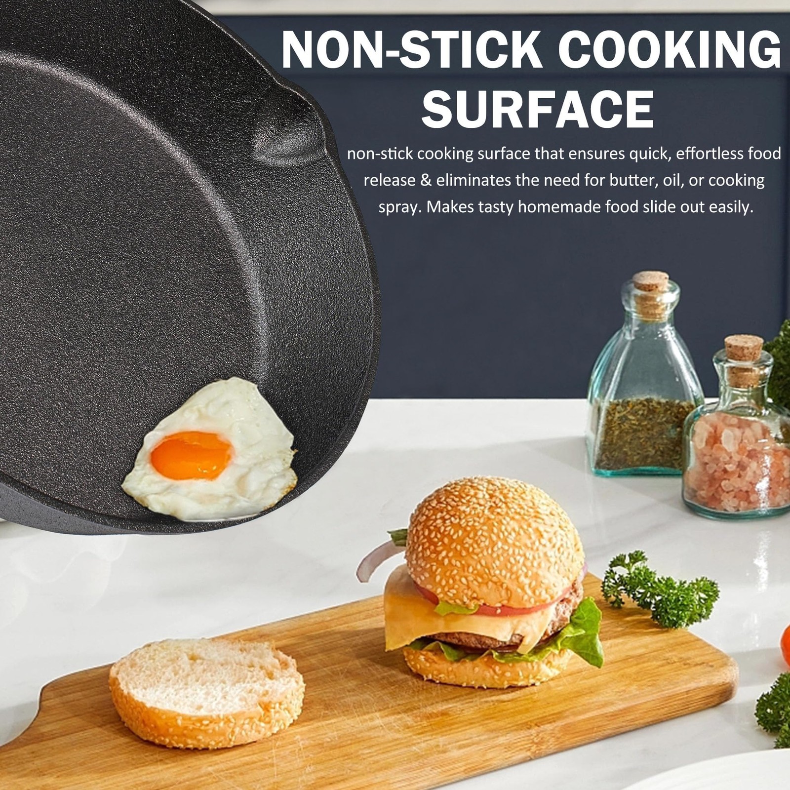 Pre-Seasoned Cast Iron Cookware Set 3 Piece Frying Pans for Grill Camping