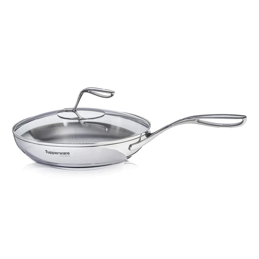 Brand New Tupperware Mastro 28cm Stainless Steel Fry Pan with Glass Lid RRP $299