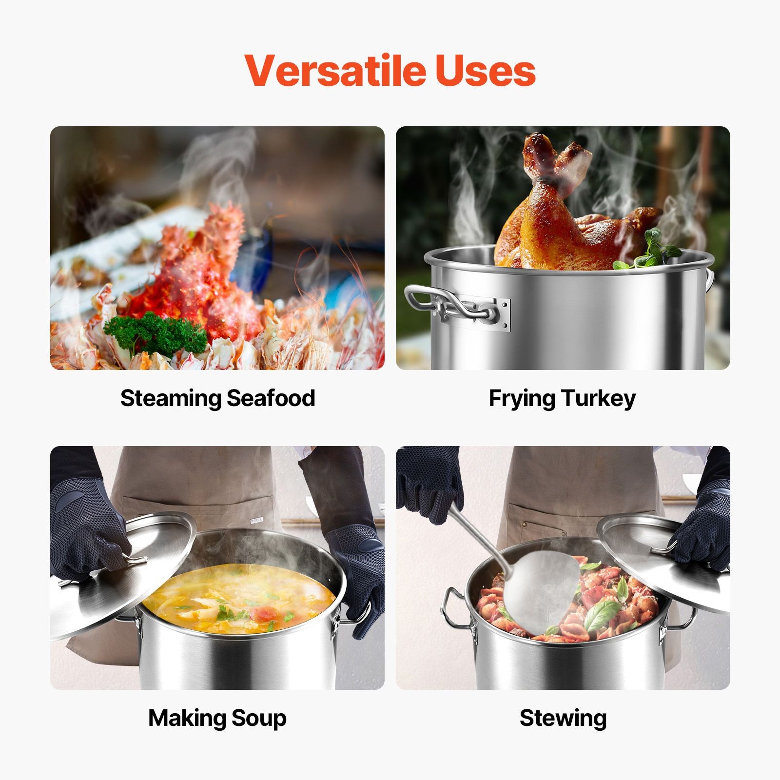 Stainless Steel Stockpot, 53 Quart Large Cooking Pots,Cookware Sauce Pot