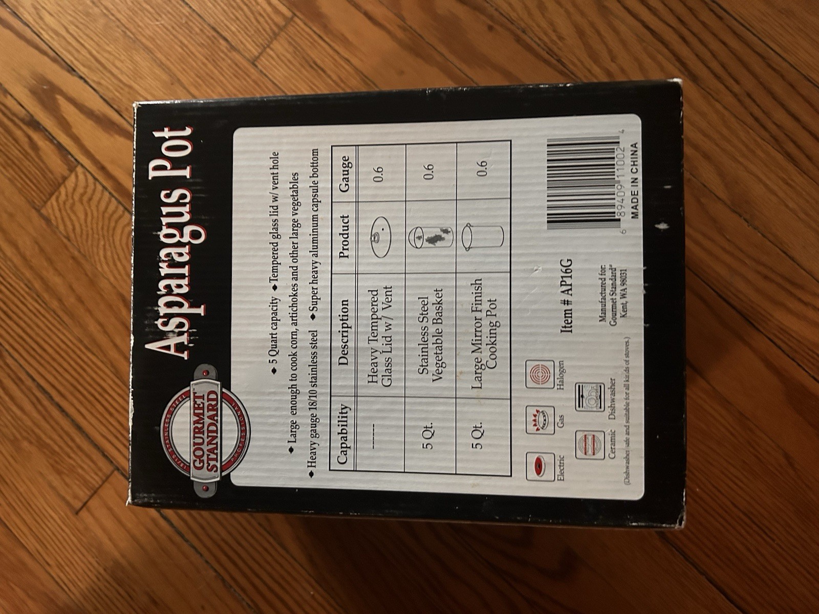 NEW IN BOX GOURMET STANDARD Stainless Steel 18/10 Asparagus Pot with Insert