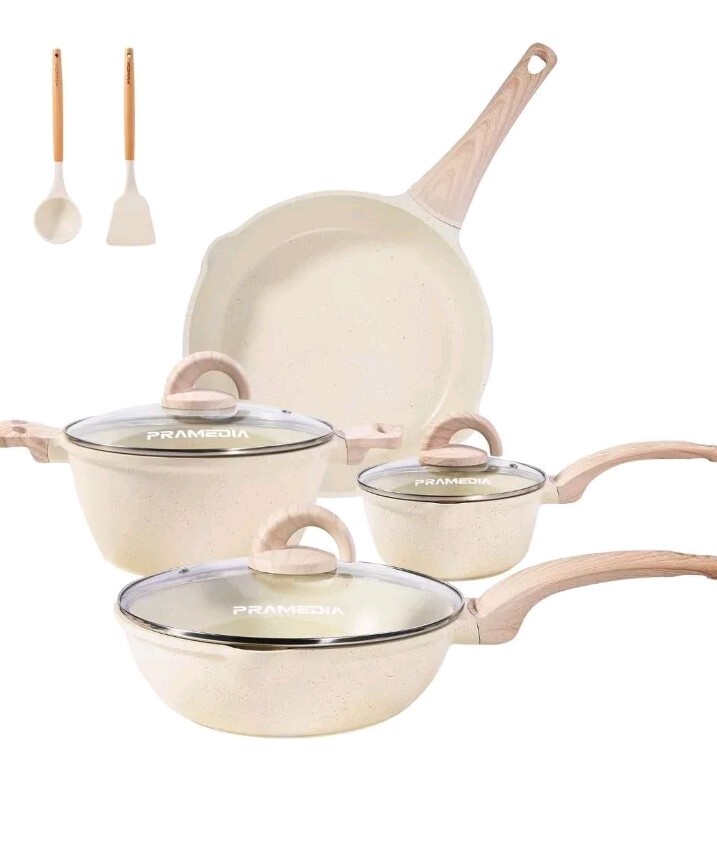 Pramedia 13 Pc Granite Pots and Pans Set Non Stick Cookware Set MS2024-13B