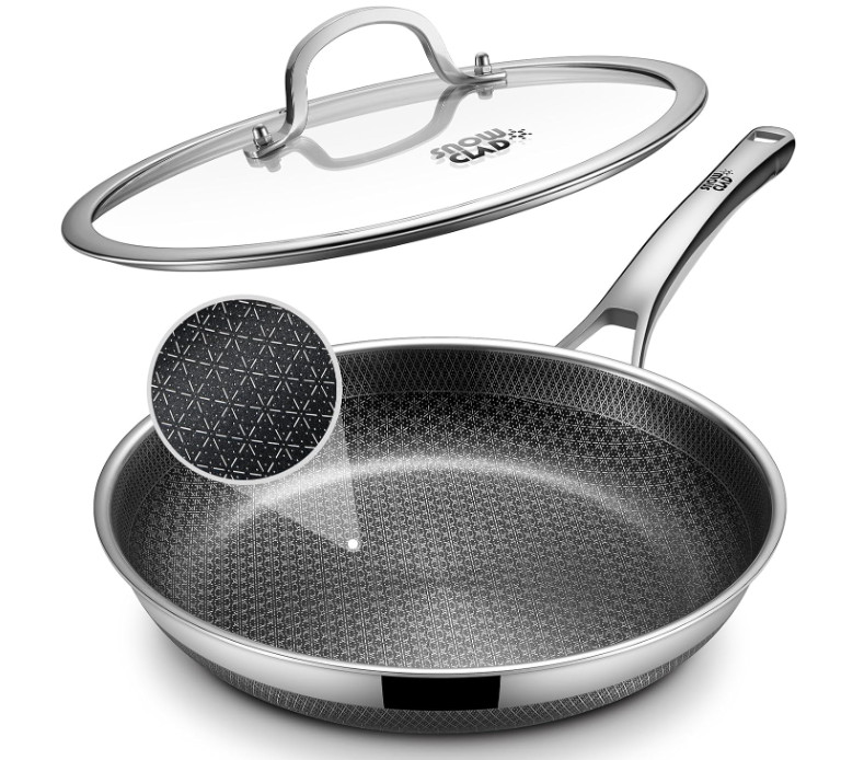 Non Stick Frying Pans, 12-inch with Lid, Hybrid Fajita Pans Nonstick,non stick