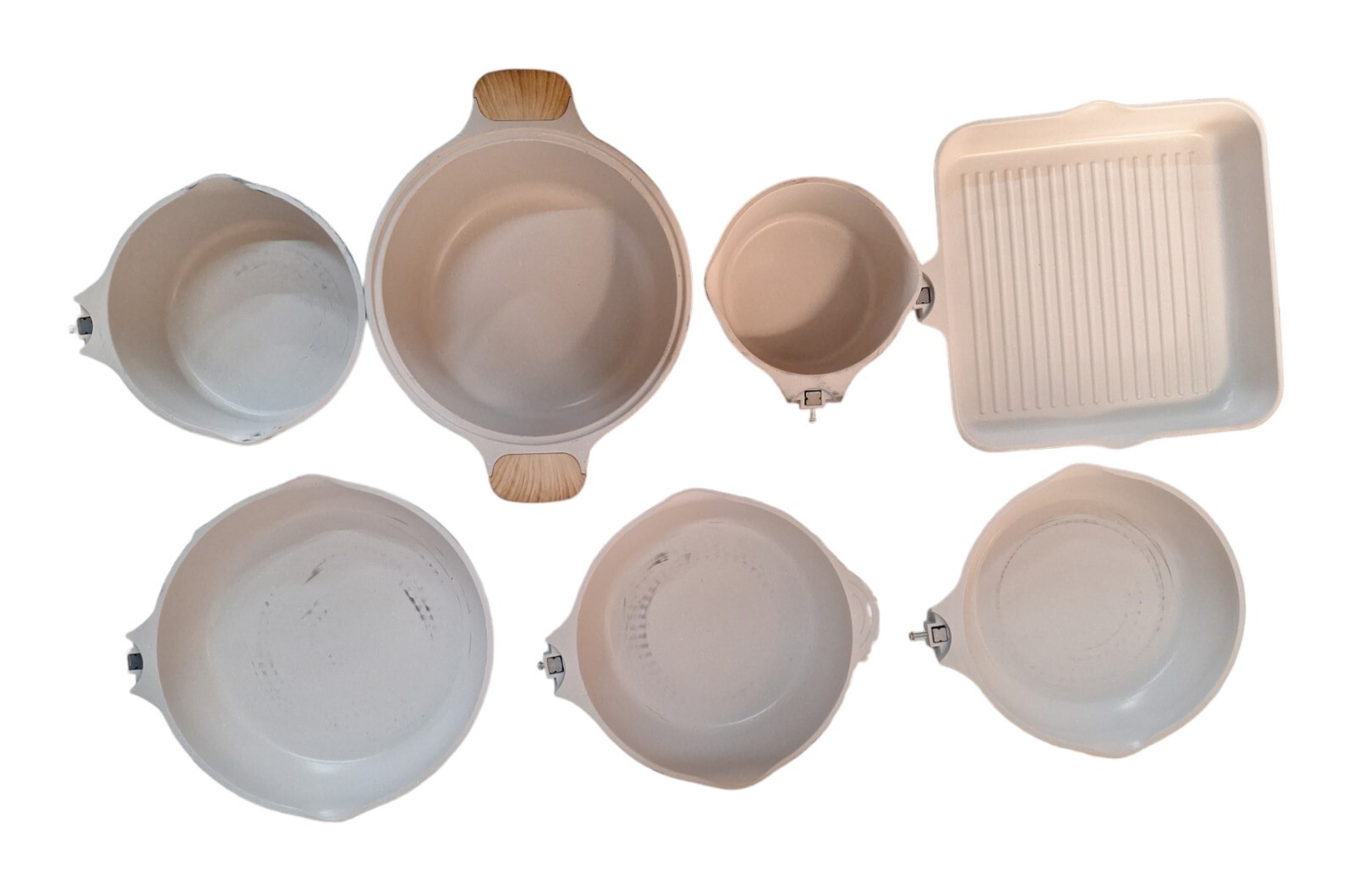 JEETEE 13pcs Pots and Pans Set Nonstick White Granite Coating Cookware Sets