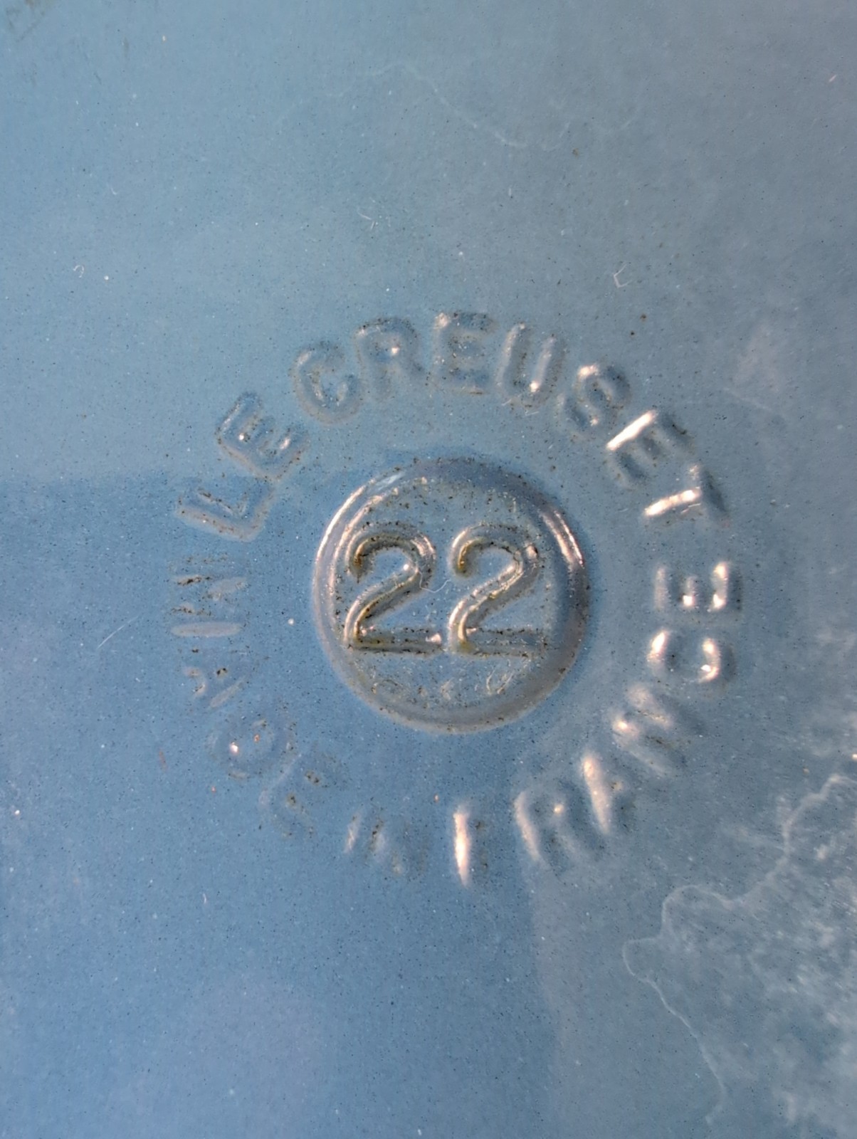 Le Creuset Multi-Function #22 Saucepan Pot & Skillet Pan Lid Blue Cast Iron