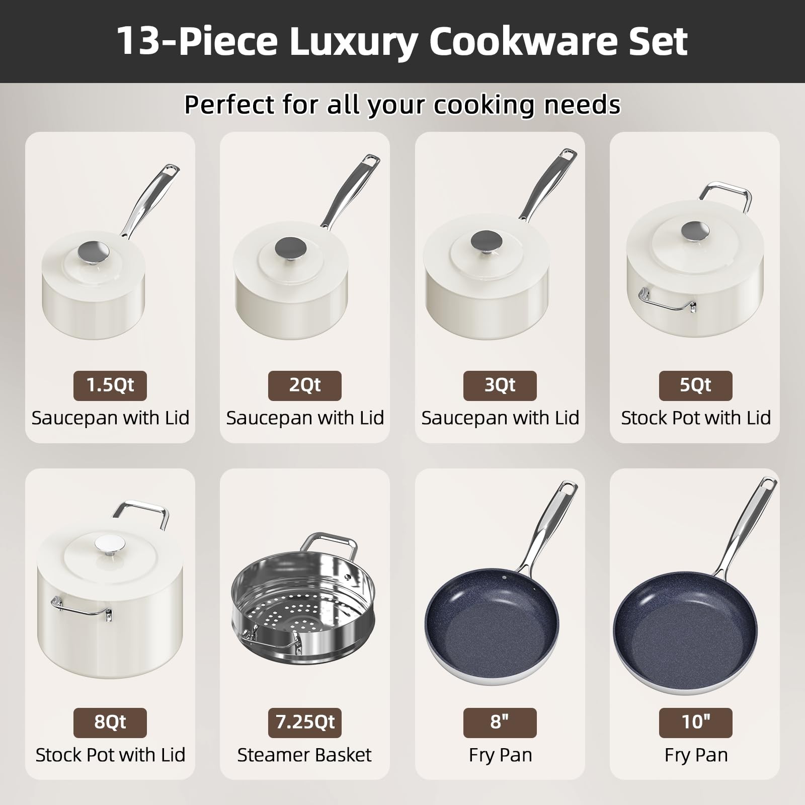 Nuwave Lux 13pc Forged Lightweight Cookware Set PFAS Free Healthy G10 Duralon
