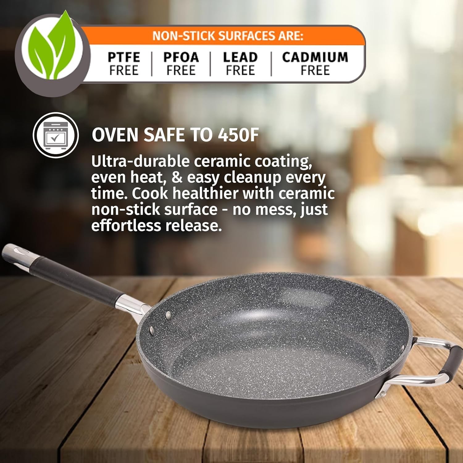 13″ Non-stick Ceramic Frying Pan – Large Nonstick Frying Pan for Cooking – In…