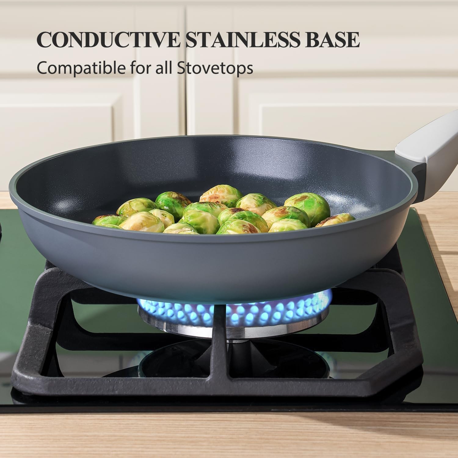 Nonstick Ceramic Frying Pan with Lid, 8/10/12 Inch, Metal Utensil Safe, PFOA …