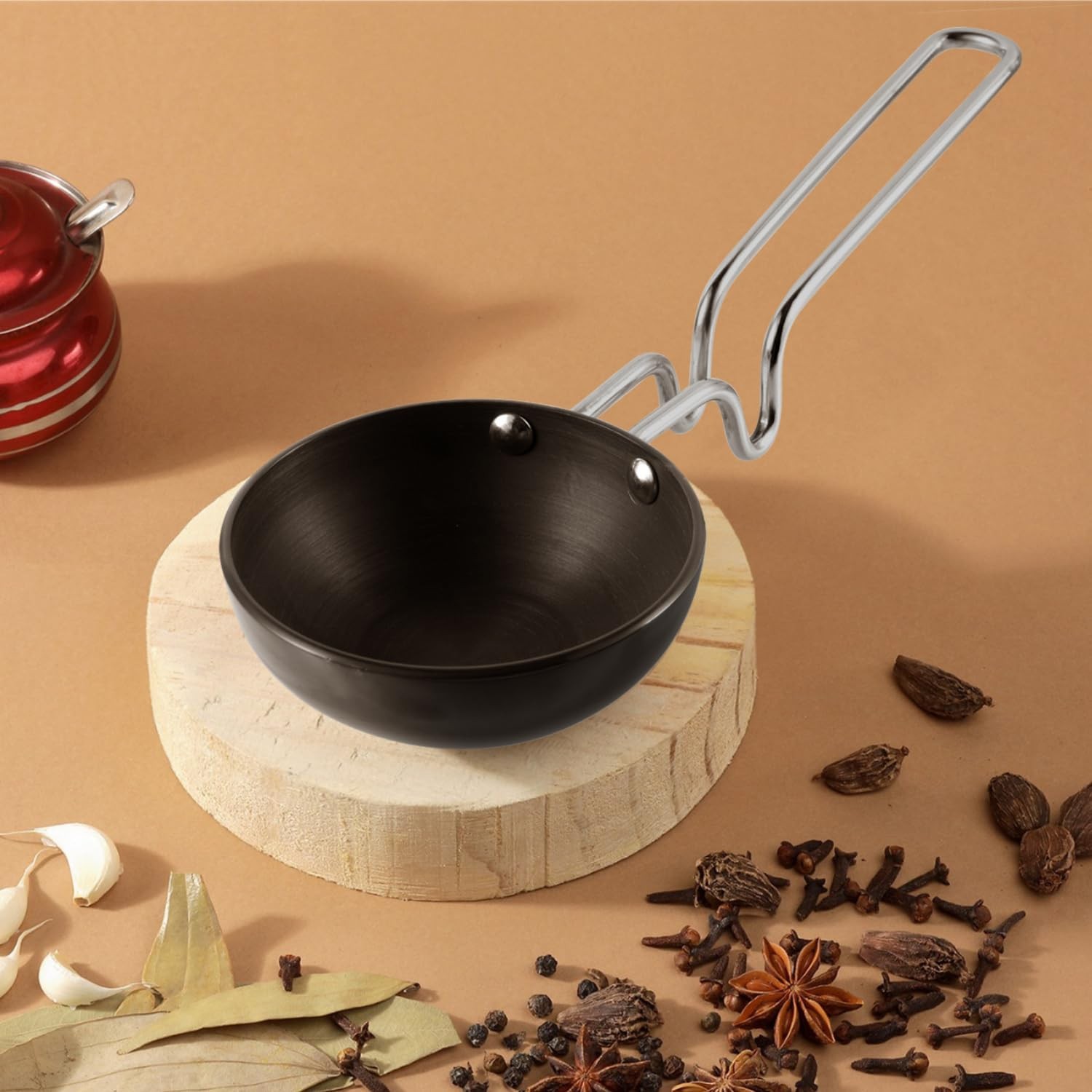 Large 3.25mm Thick Hard Anodized Tadka Pan Stainless Steel Kitchen Tools