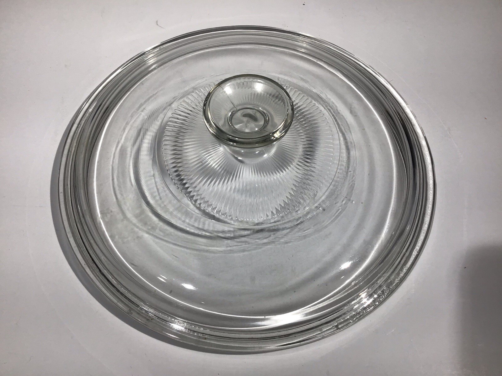 Round 8.25″ clear glass replacement Lid handle Stamped Mexico 13