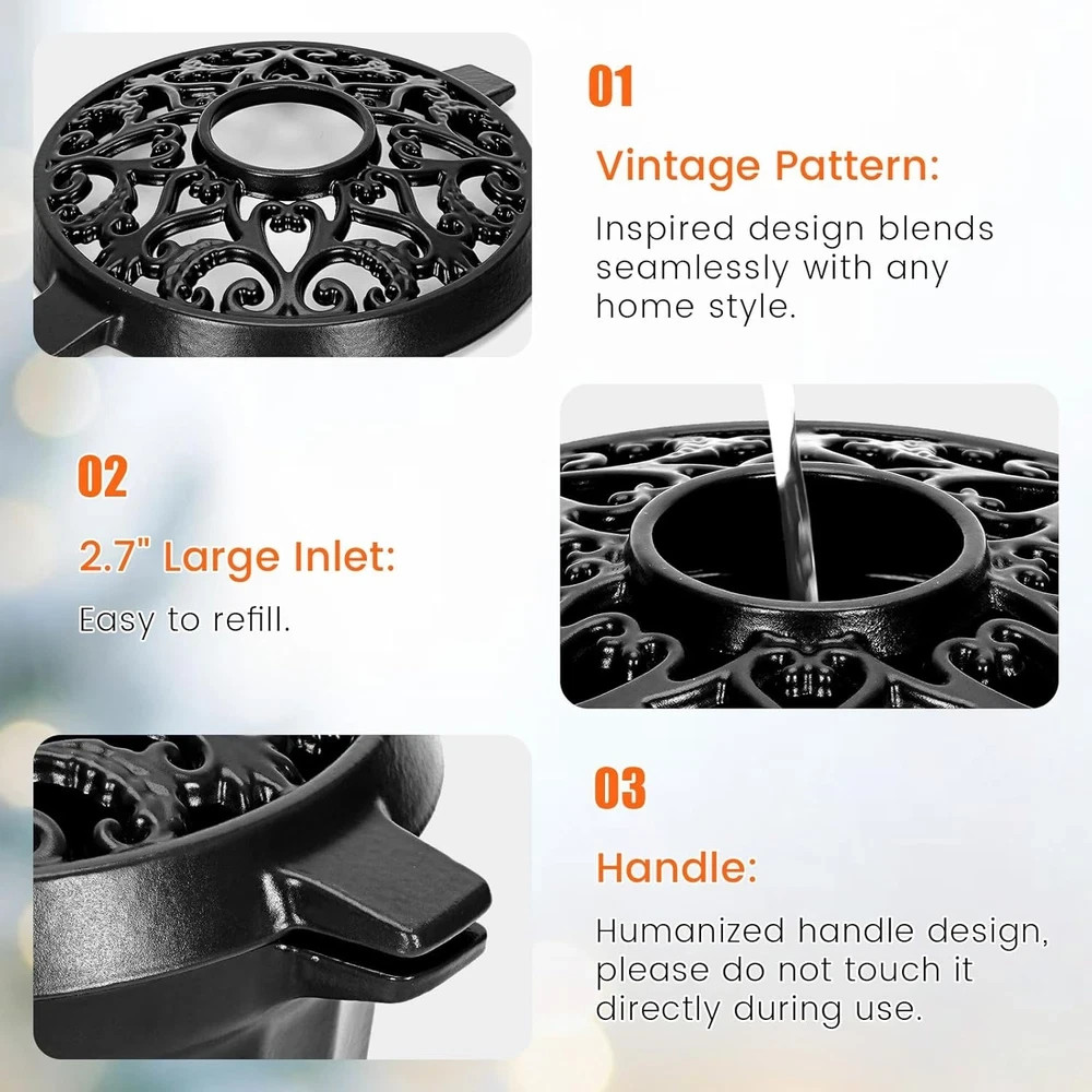 Wood Stove Steamer – Rust Resistant Cast Iron Humidifier Pot with Three-Layer Po
