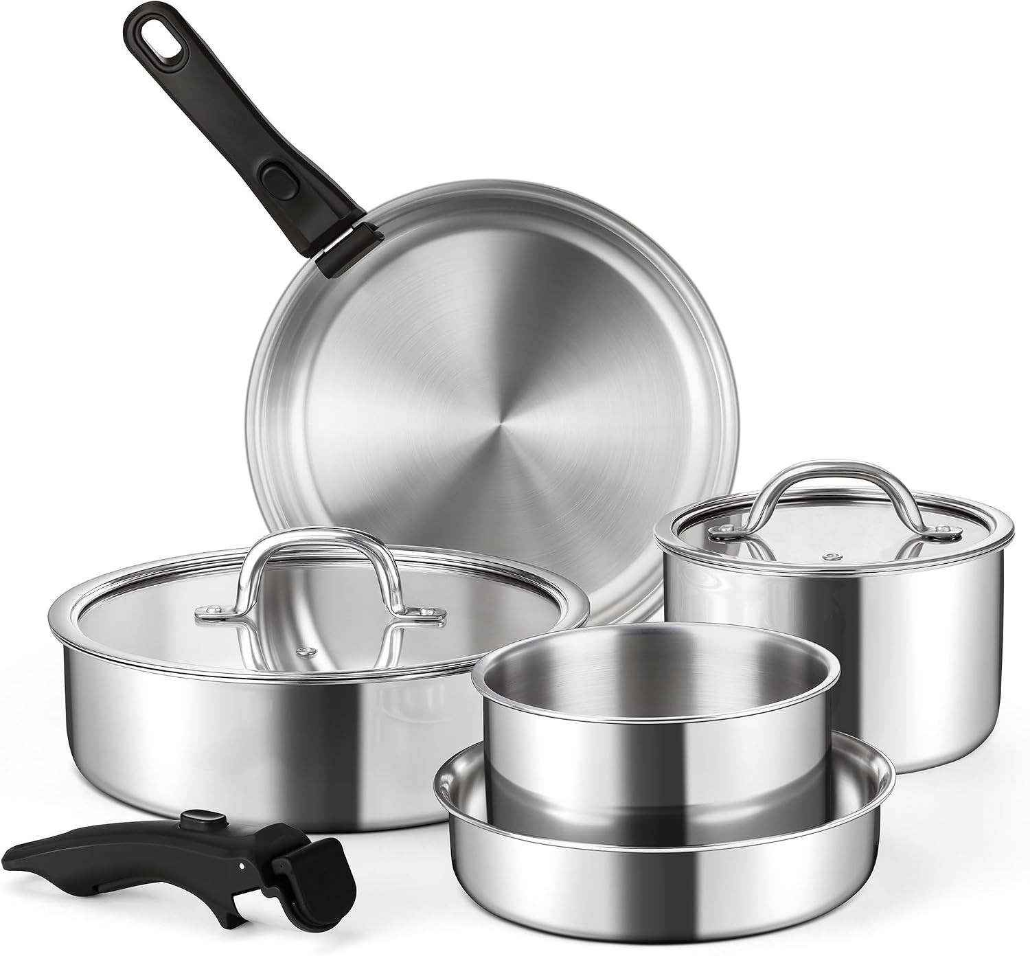 9-Piece Non-Toxic Stainless Steel Cookware Set for Induction & RV Use