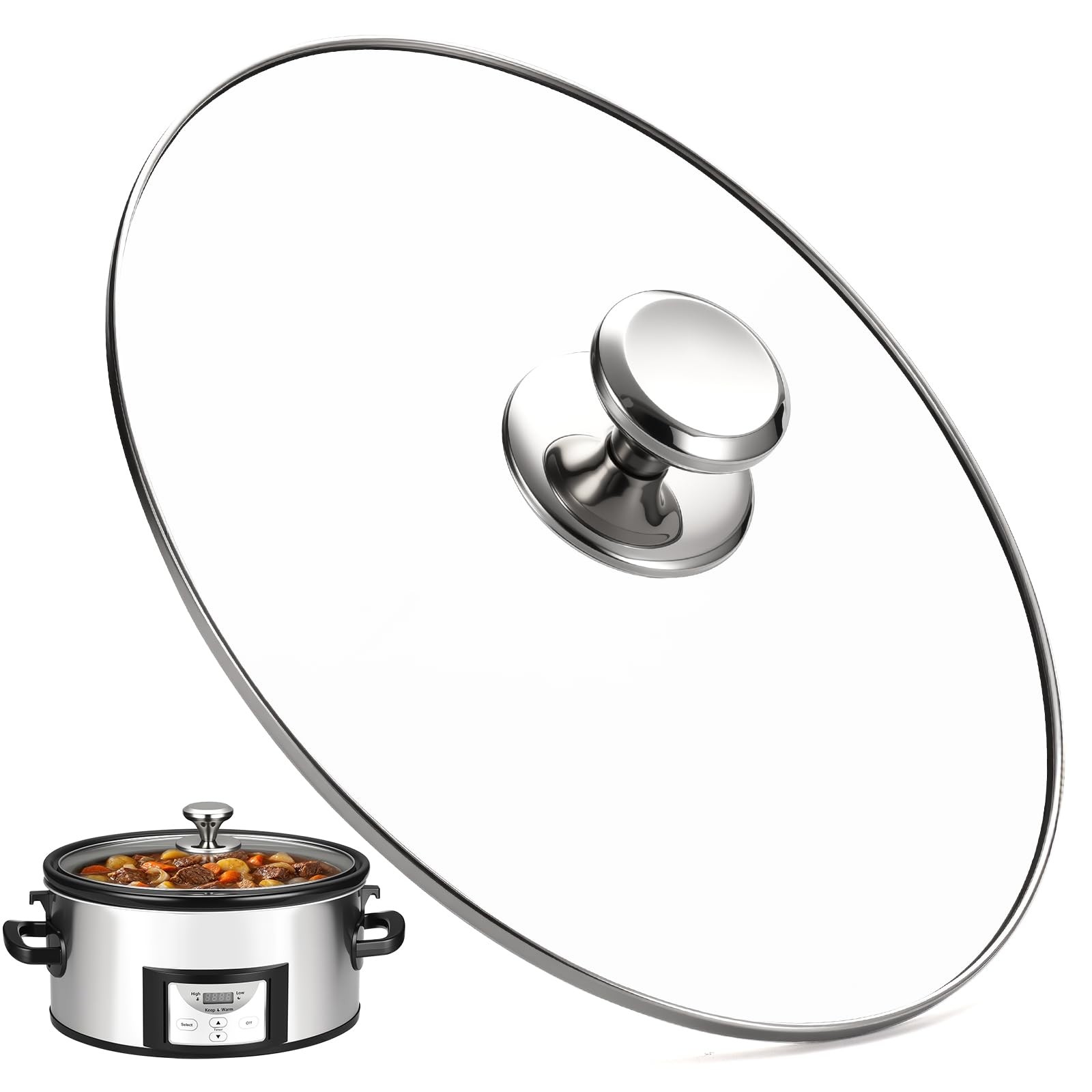 Oval Glass Lid 6 Quart Replacement for CrockPot 6Quart Programmable Slow Cook…