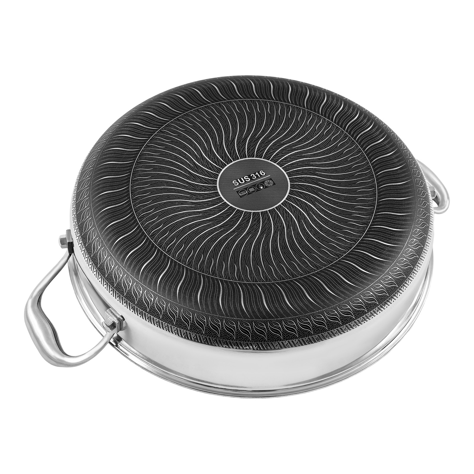 Flat-Bottomed Frying Pan with 2 Handle, Kitchen Round Flat-Bottomed Frying Pan