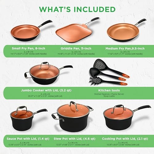 NutriChef 14 Piece Nonstick Kitchen Cookware Set