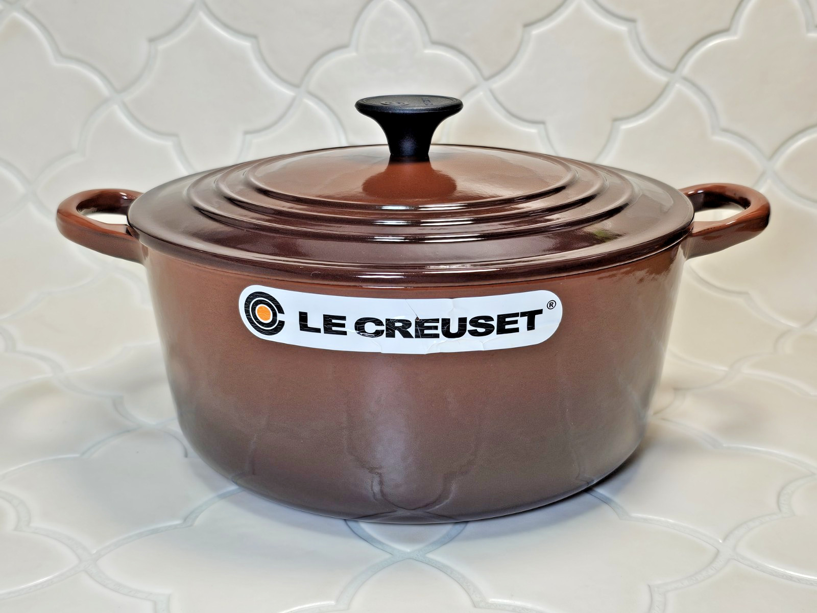 RARE Le Creuset Chestnut Brown Round Dutch Oven 22cm 3.5qt Discontinued Used