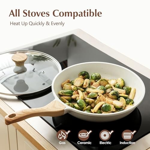 SENSARTE Nonstick Ceramic Frying Pan with Lid, Induction Skillet