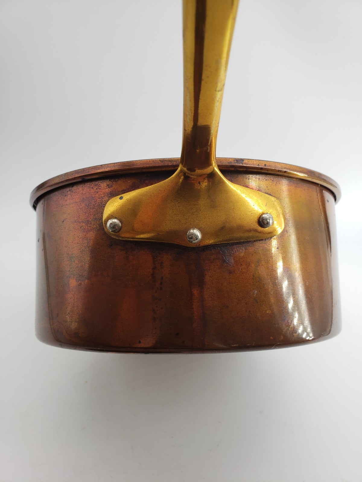 Vintage Copper 1.5qt Saucepan with Lid Brass Handles Made in Korea