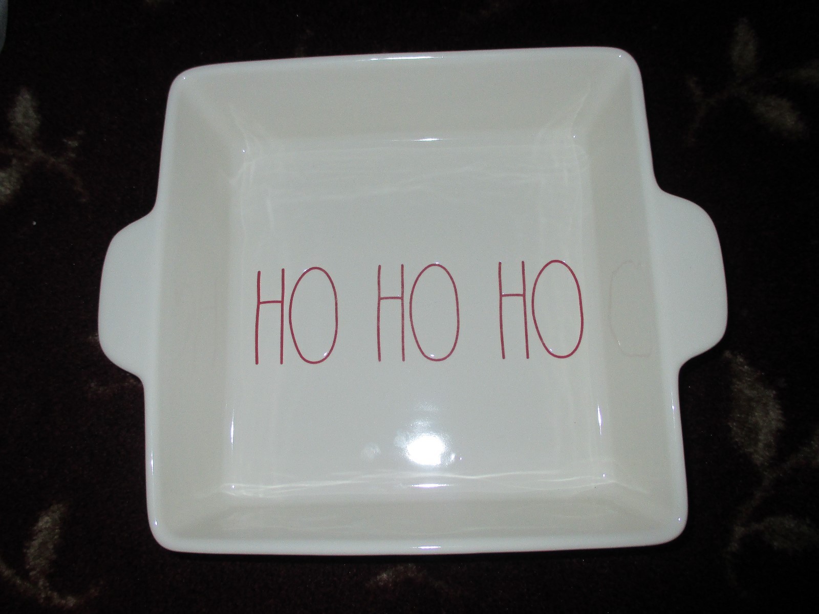 Rae Dunn “HO HO HO” 9×9 Baking Casserole Dish – Christmas/Holidays-Red Letters
