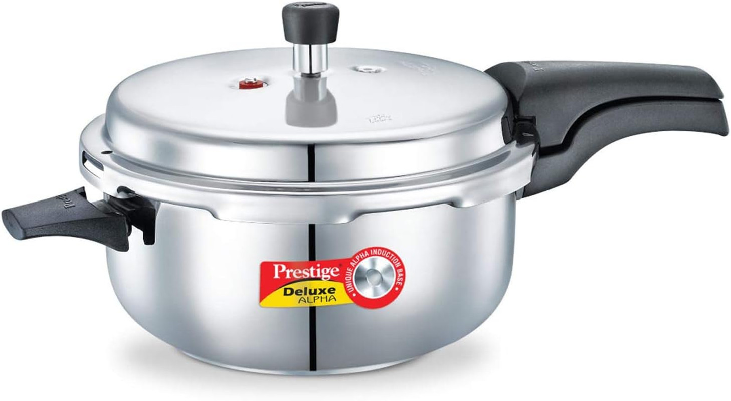 Alpha Deluxe 5L Stainless Steel Deep Pressure Pan with Induction Base – Silver