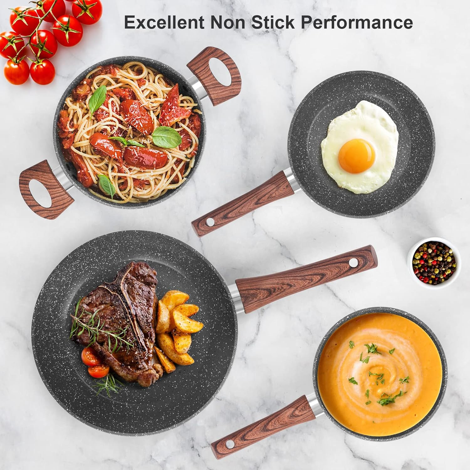 Granite Pots and Pans Set Non Stick, 11 Piece Cookware Set