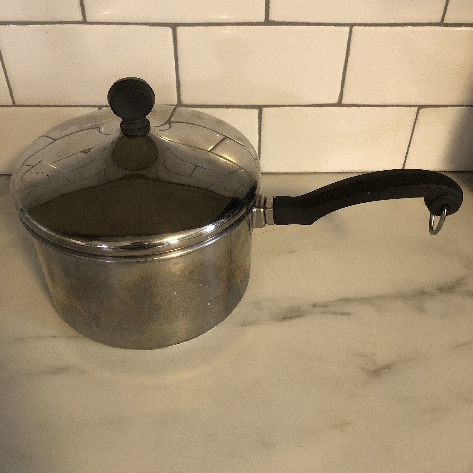 FARBERWARE 18/10 Stainless Steel Impact Bonded Even Heat 2 Qt. 1.9L Pot With Lid