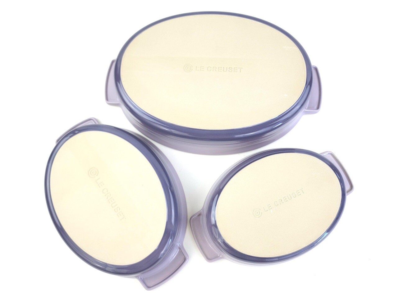 SET OF 3 Le Creuset Oval Blue Bell Purple Provence Casserole Baking Dishes