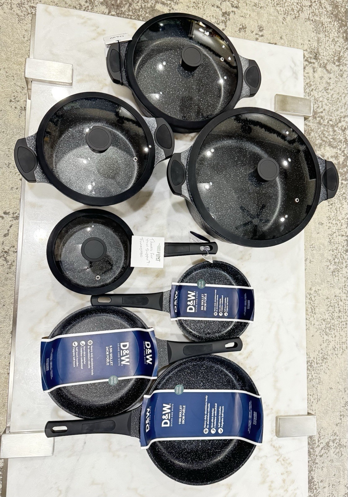 D&W Deane & White Cookware Casserole Pan Skillet Collection 11 Pc Set “Black”