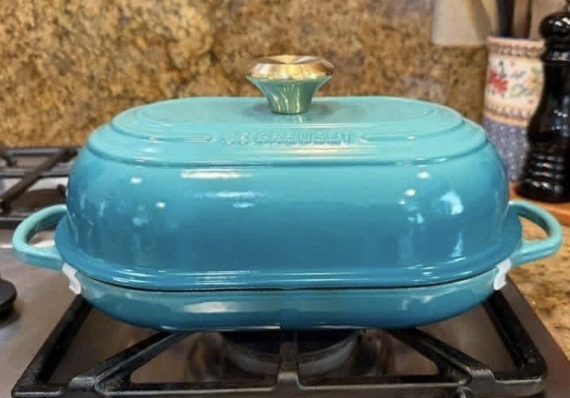 Le Creuset Oval Bread Oven 1.5 Qt Riviera Teal Cast Iron France Baker Pan NEW LC