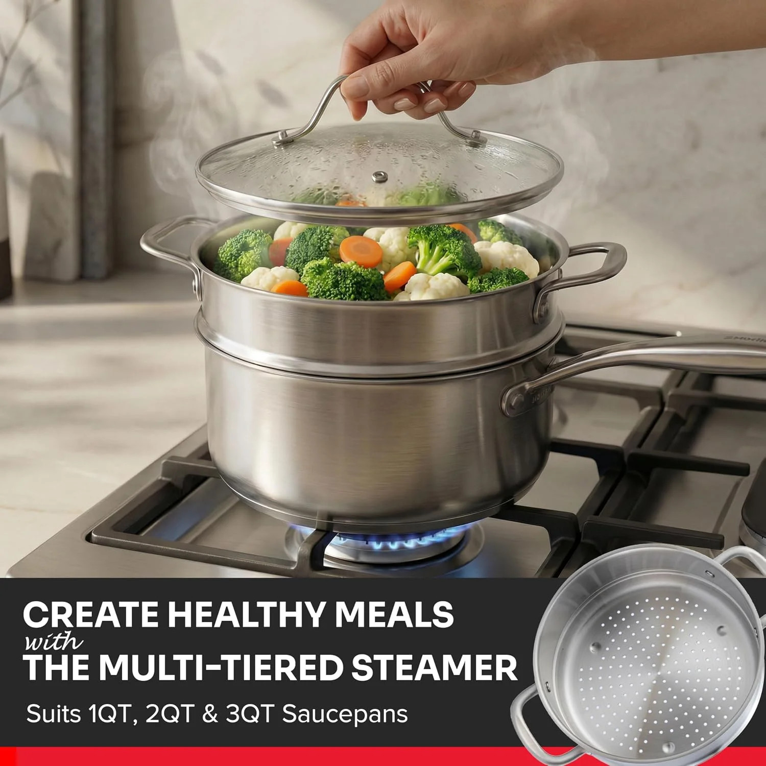 Mueller 17-Piece Stainless Steel Pots and Pans Set – Tri-Ply Ultra-Clad Pro Cook