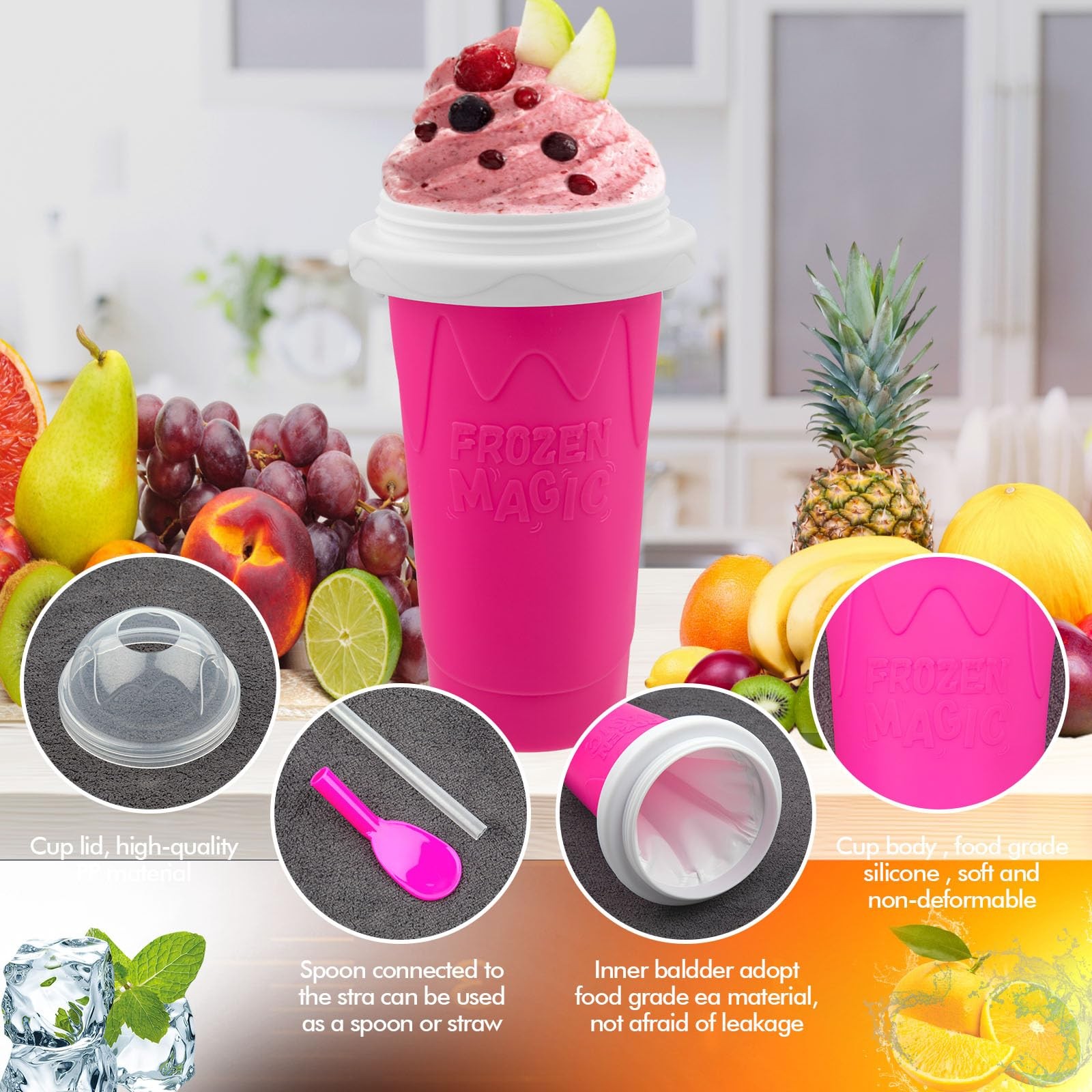 Slushie Maker Cup, Magic Quick Frozen Smoothies Cups for Homemade Milk Shake …
