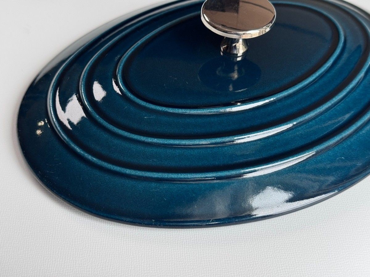 STAUB 23cm Cocotte Oval Hot Plate La Mer Enamel Cast Iron Unused Rare Used TB04