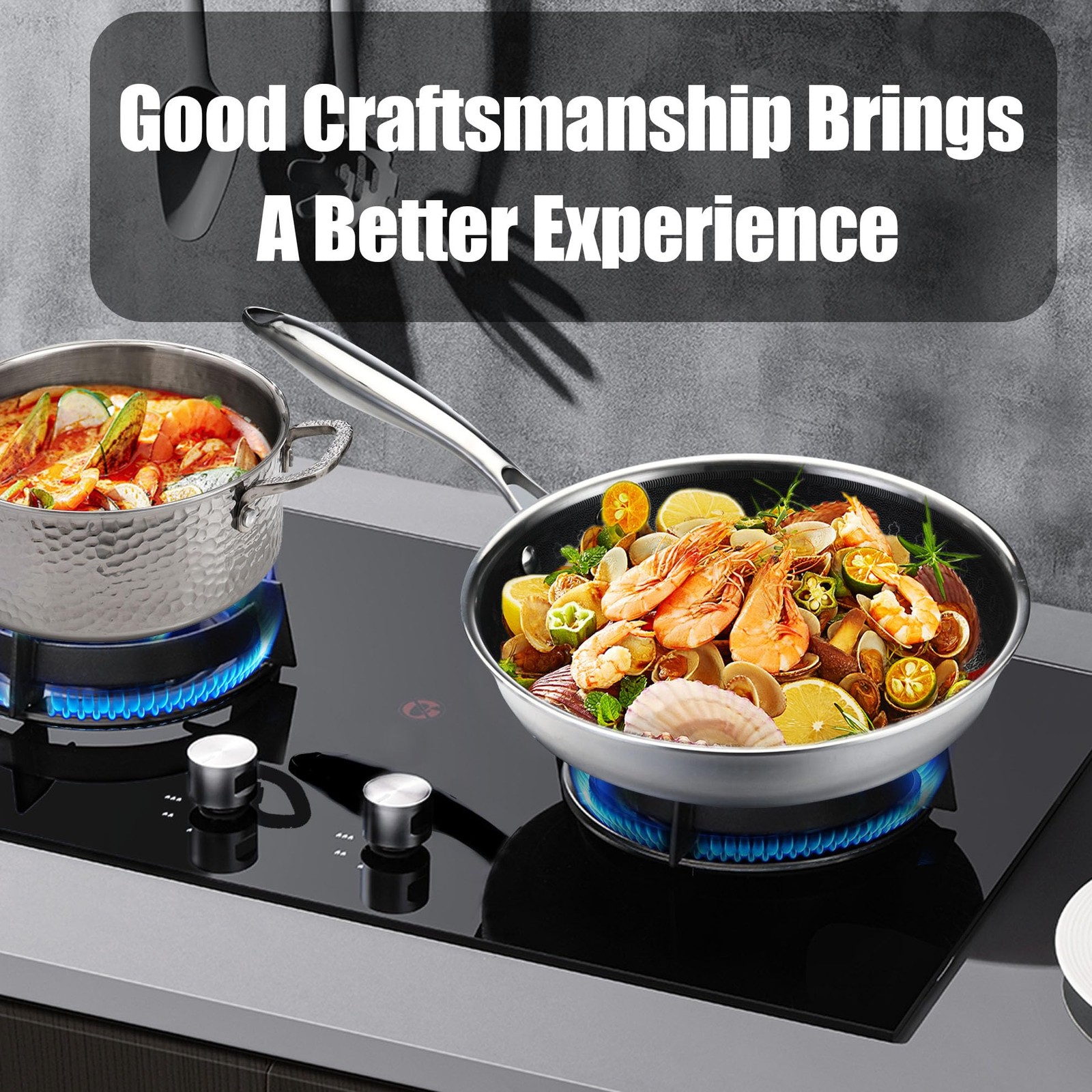 20 Piece Stainless Steel Kitchen Cooking Pot Pots and Pan Pans Cookware Set P…